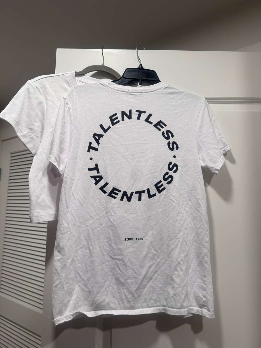 TALENTLESS White Tee with Black Circular Logo